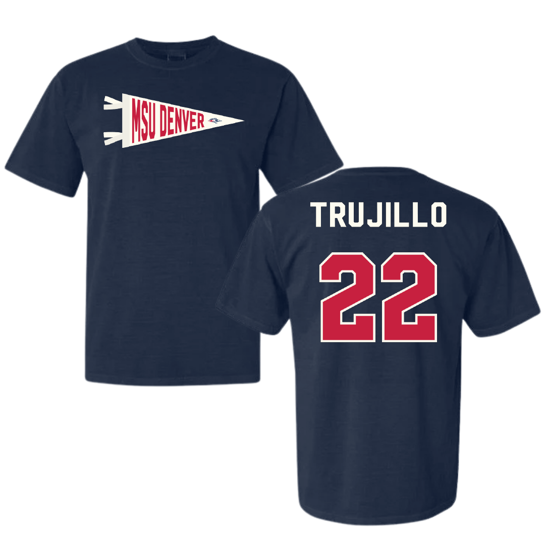 Metropolitan State University of Denver Basketball Navy Pennant Comfort Colors Tee - #22 Lex Trujillo