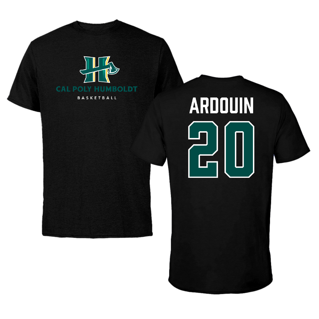 Cal Poly Humboldt Basketball (M) Black Performance Tee - #20 Drew Ardouin