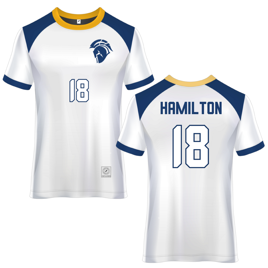 North Iowa Area Community College White Soccer Jersey - #18 David Hamilton