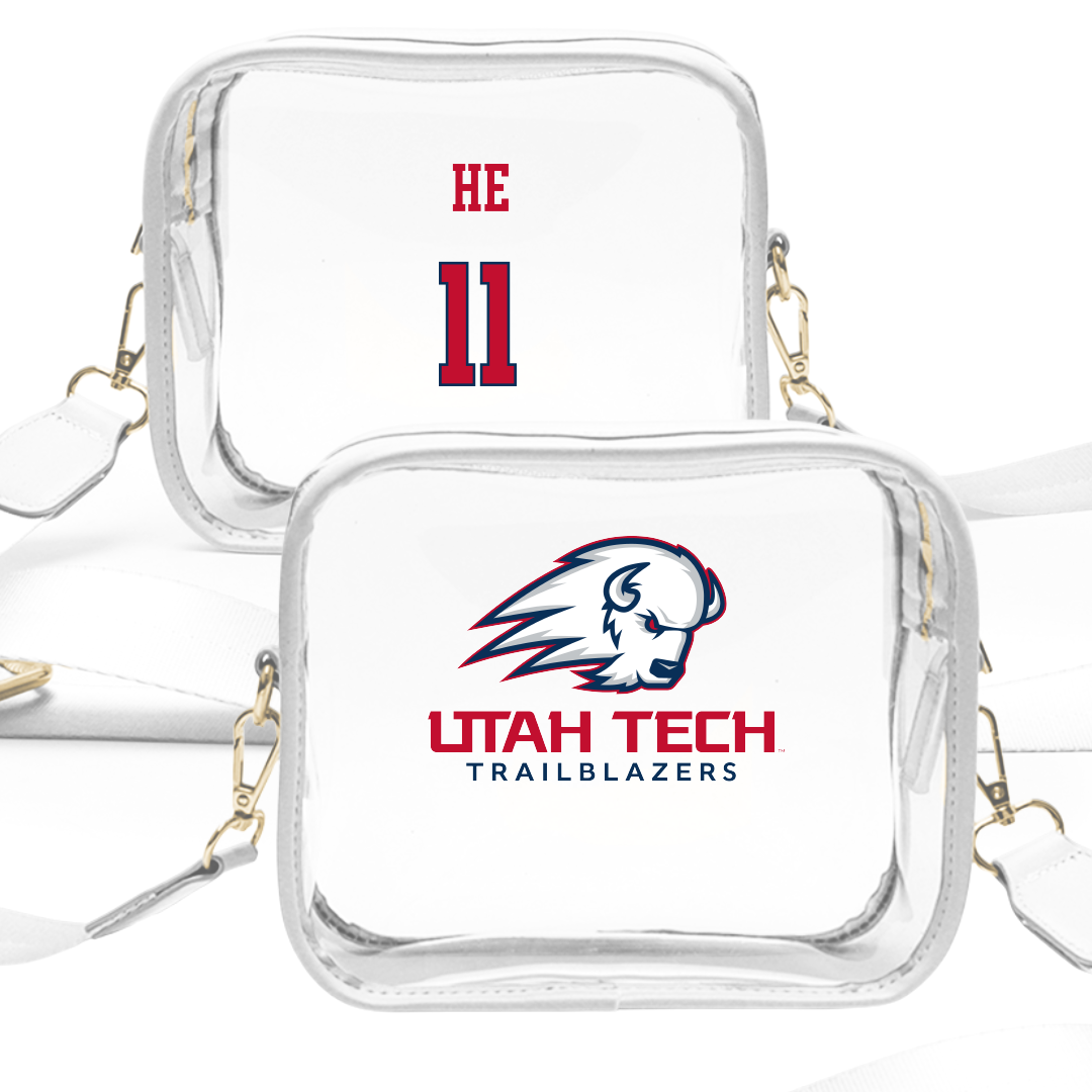 Utah Tech University Baseball White Clear Stadium Bag - #11 Ethan He