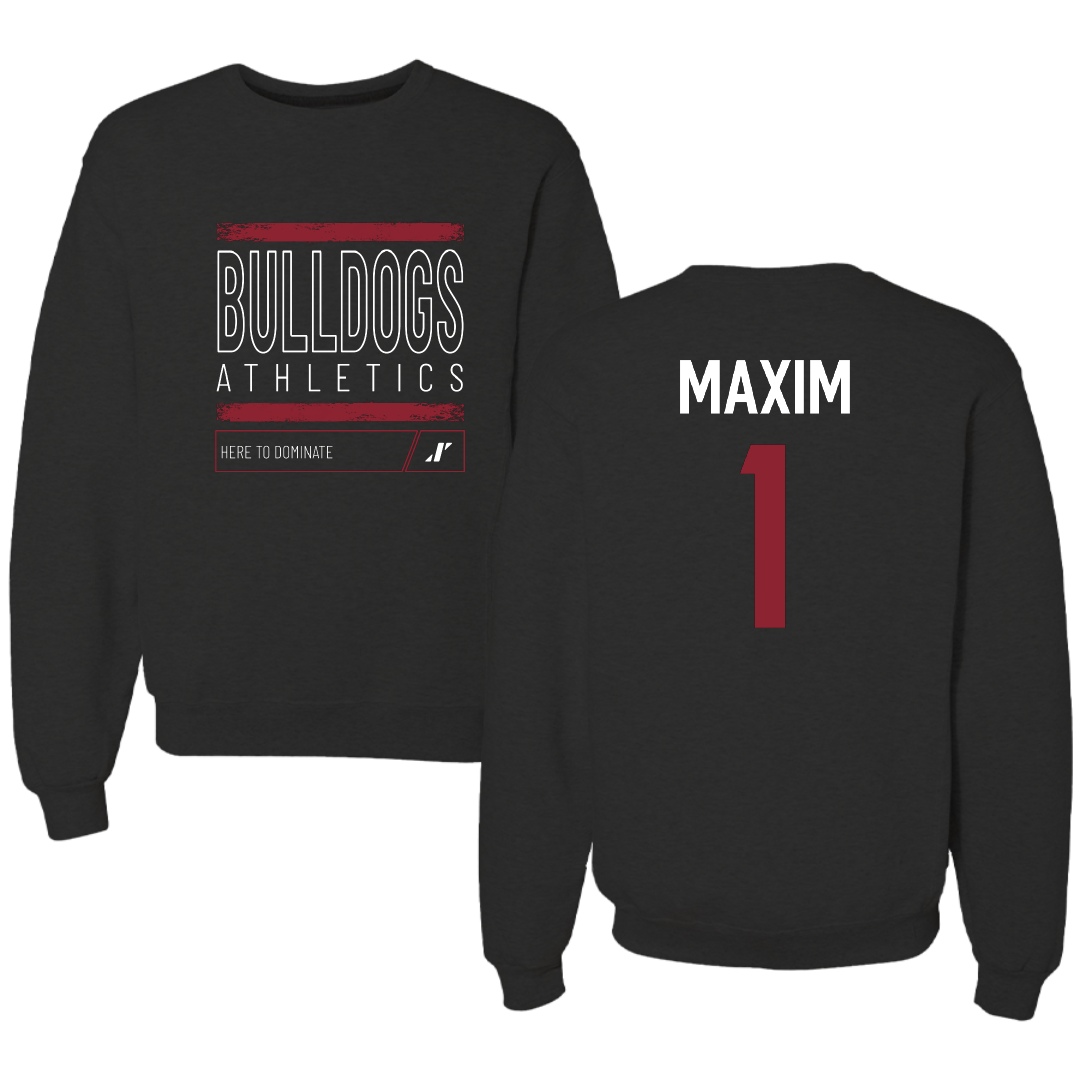 Dean College Baseball Black Dominate Crewneck - #1 Bert Maxim