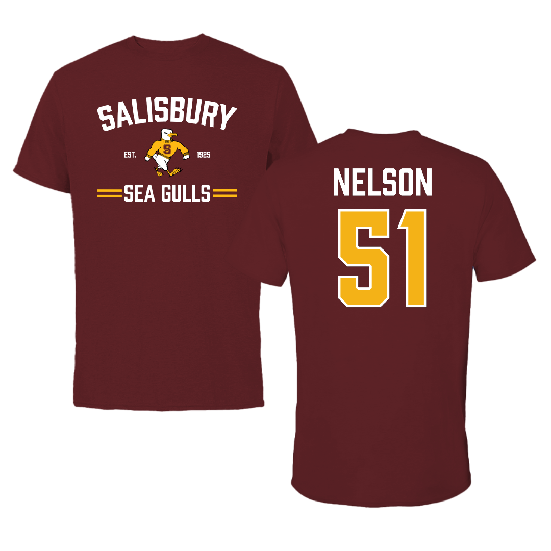 Salisbury University Football Maroon General Tee - #51 Matt Nelson