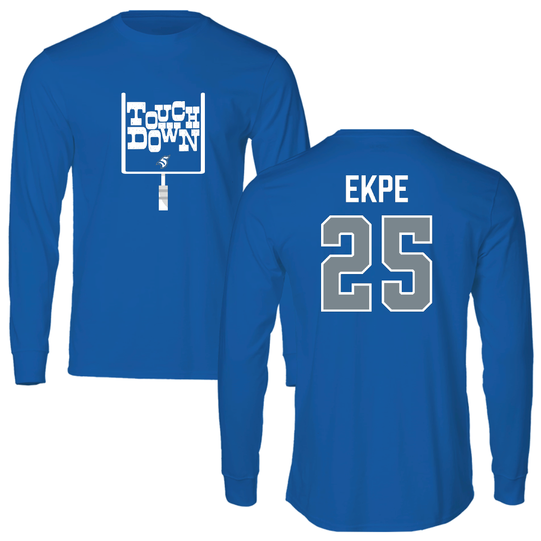 Thomas More University Football Blue Touchdown Long Sleeve - #25 Emmanuel Ekpe