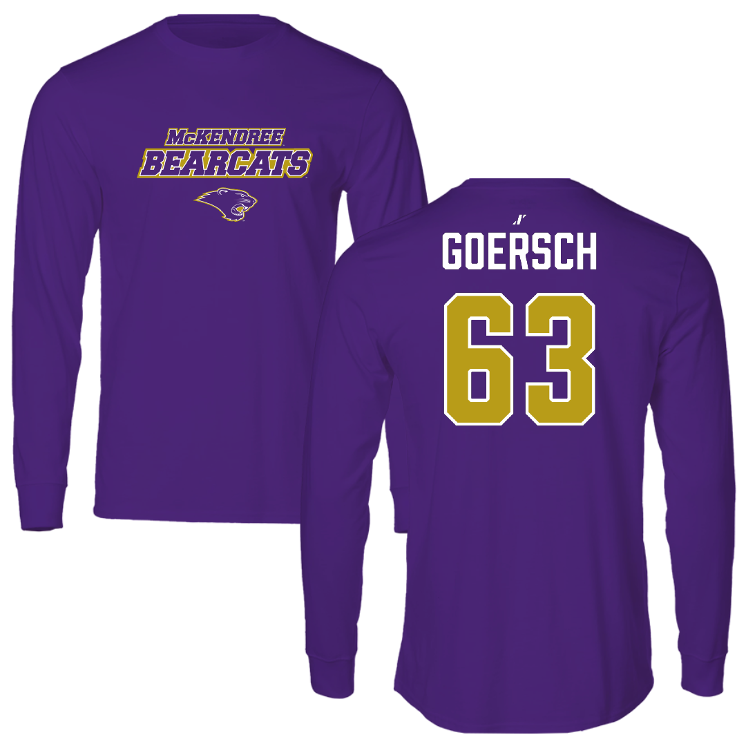 McKendree University Football Purple General Performance Long Sleeve - #63 Konnor Goersch