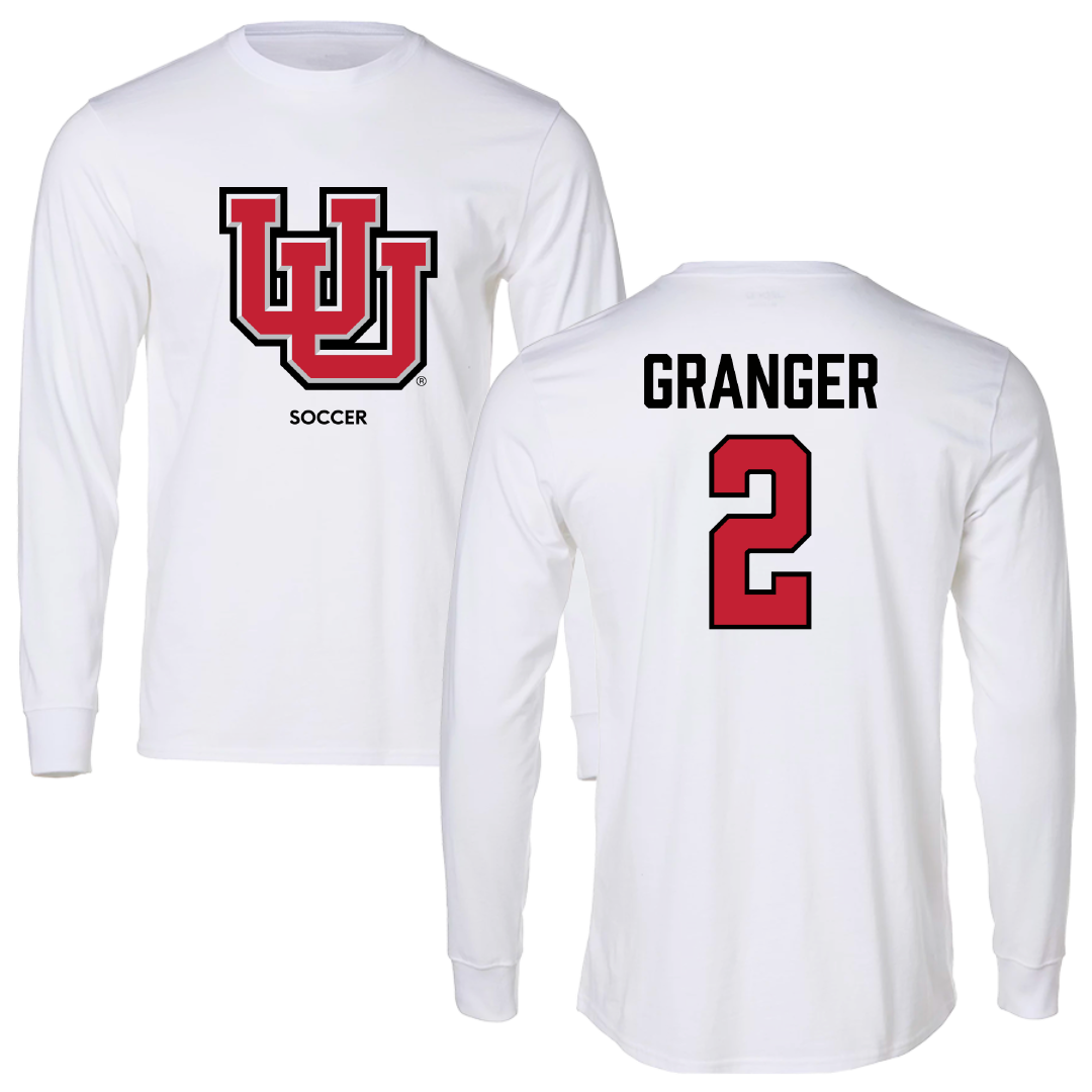 University of Utah Soccer (W) White Block Performance Long Sleeve - #2 Maryn Granger