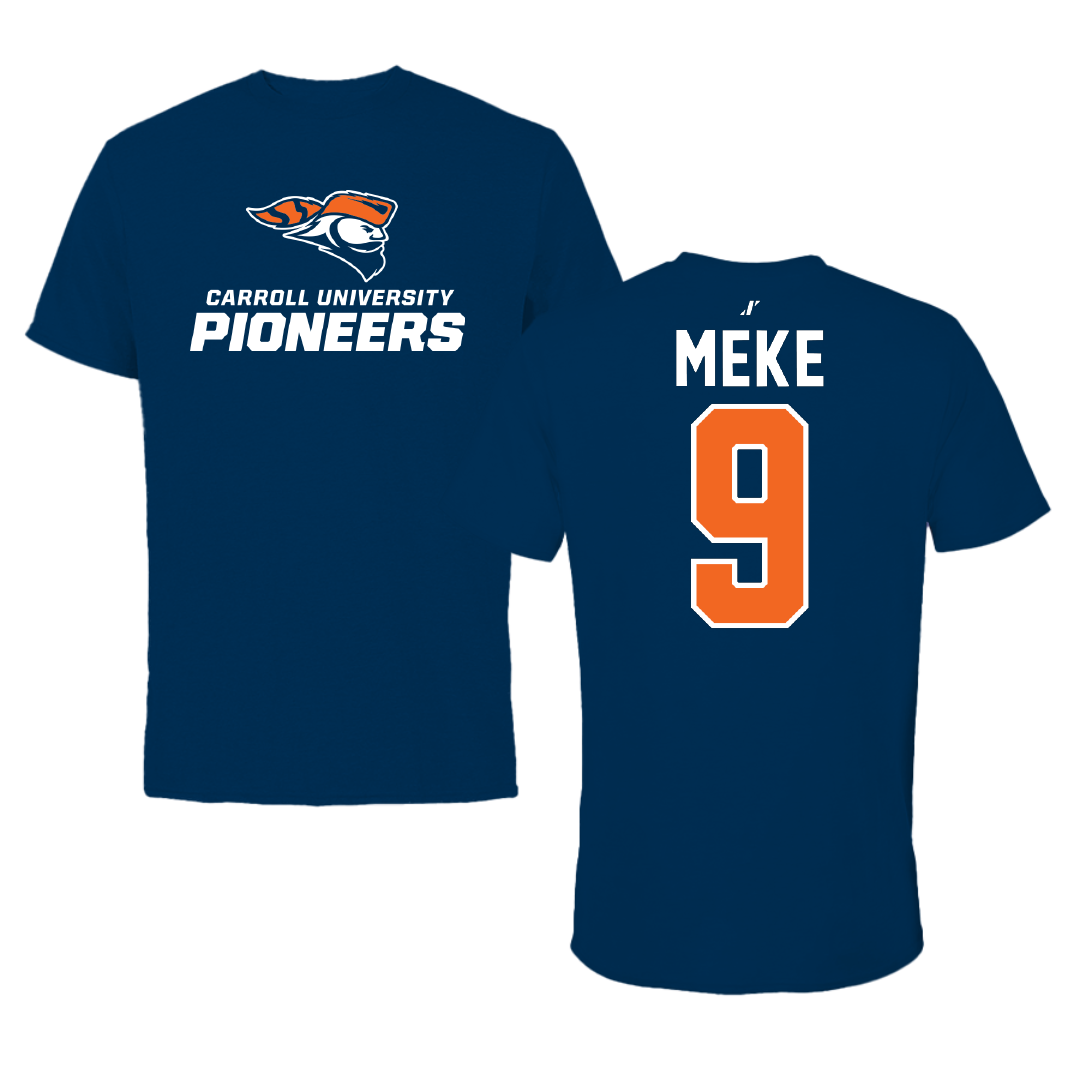 Carroll University Soccer Navy Performance Tee - #9 Matthew Meke