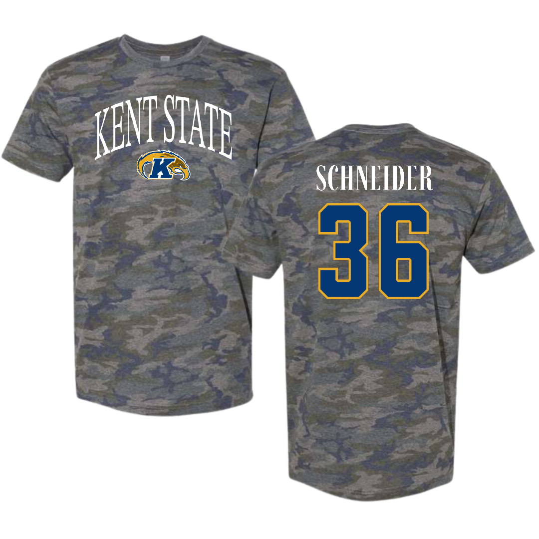Kent State University Baseball Vintage Camo Tee - #36 Braylon Schneider