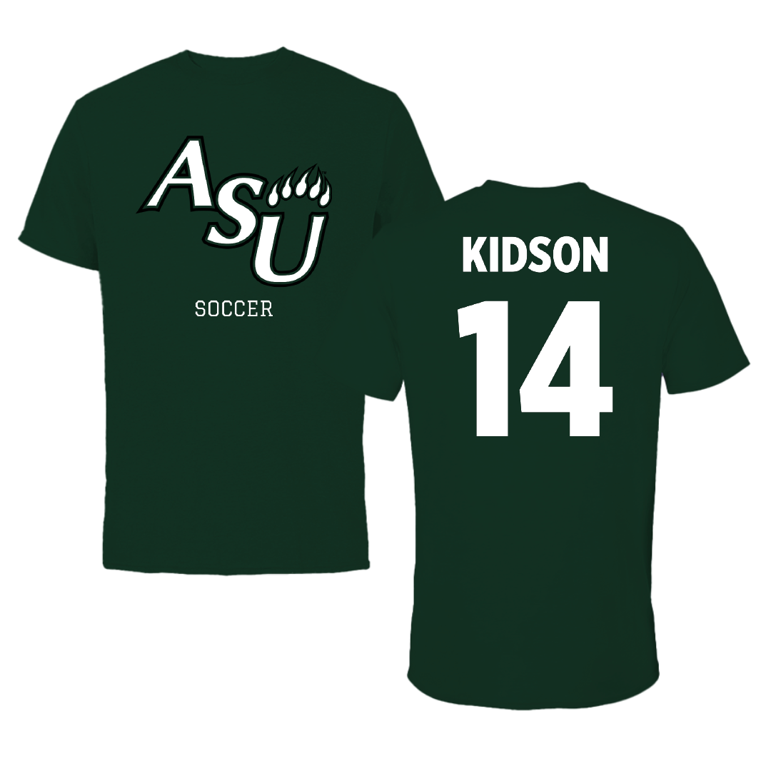 Adams State University Soccer Forest Green Tee - #14 Eric Kidson