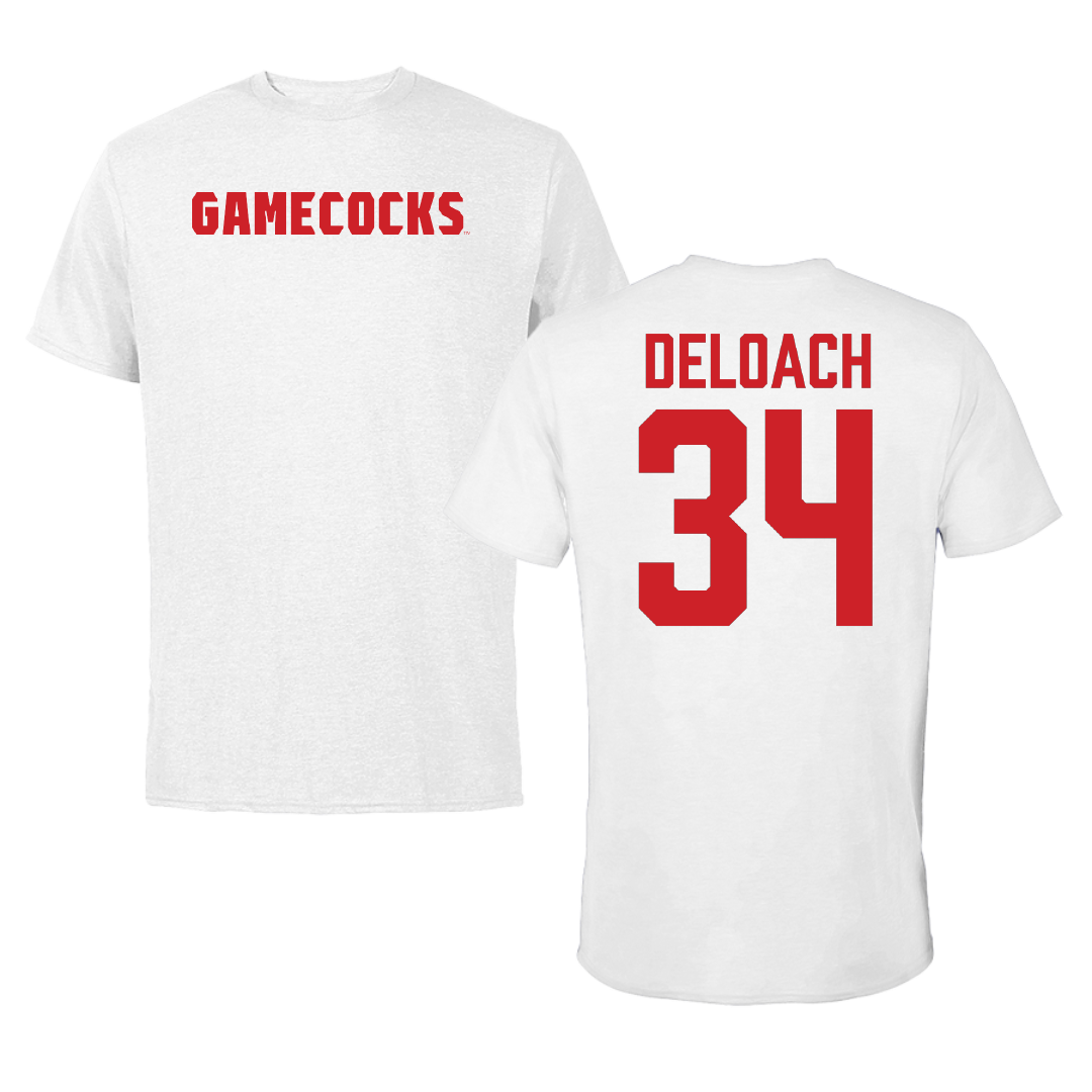 Jacksonville State University Football White Performance Tee - #34 Dajwon DeLoach