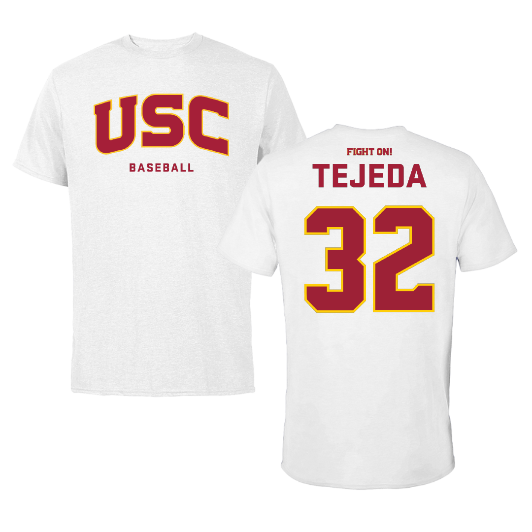 University of Southern California Baseball White Block Tee - #32 Richard Tejeda