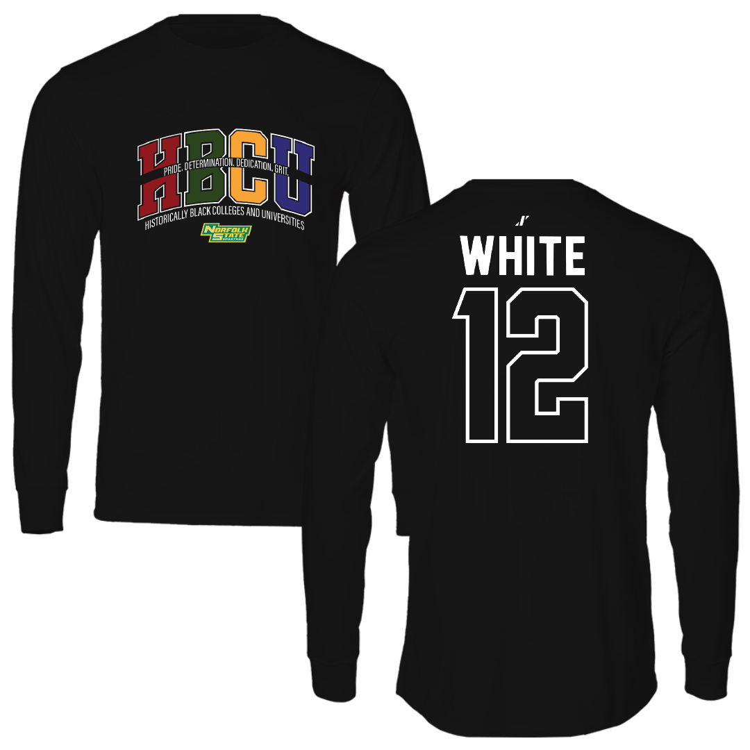 Norfolk State University Football Black HBCU Long Sleeve - #12 Jaylen White