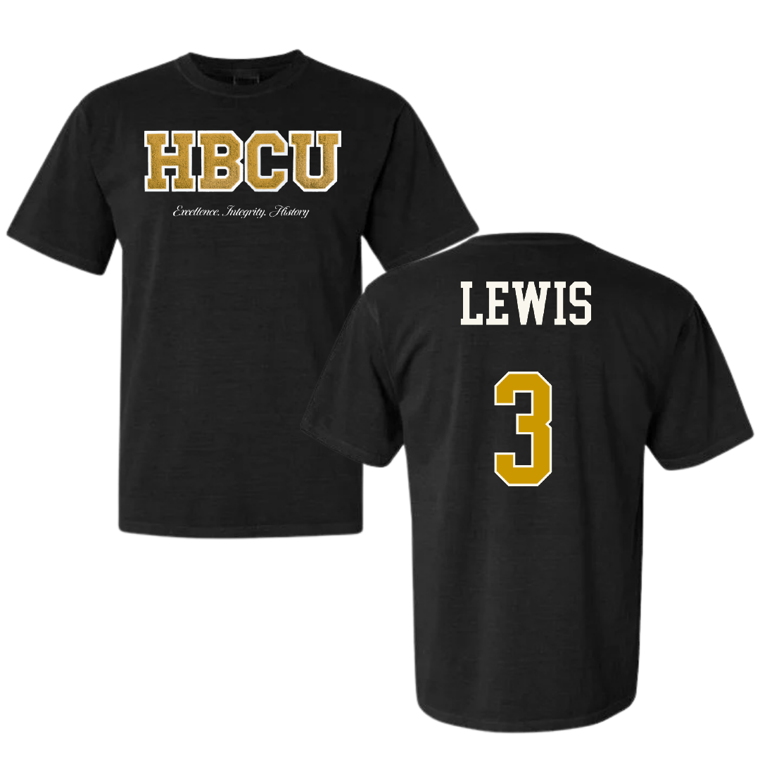 Alabama State University Football Black HBCU Varsity Comfort Colors Tee - #3 Keane Lewis