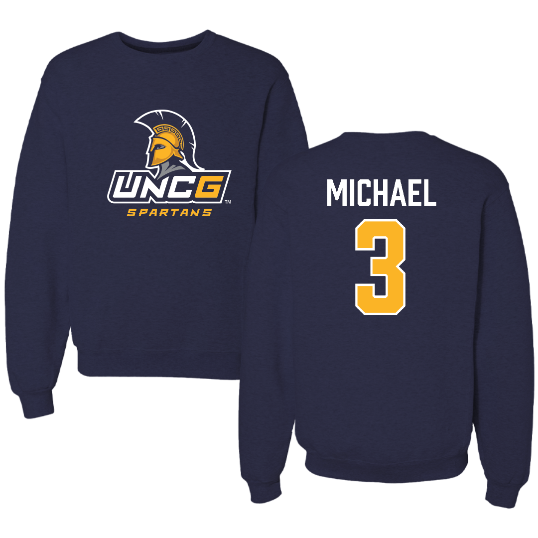 UNC Greensboro Softball Navy Crewneck - #3 Macy Michael