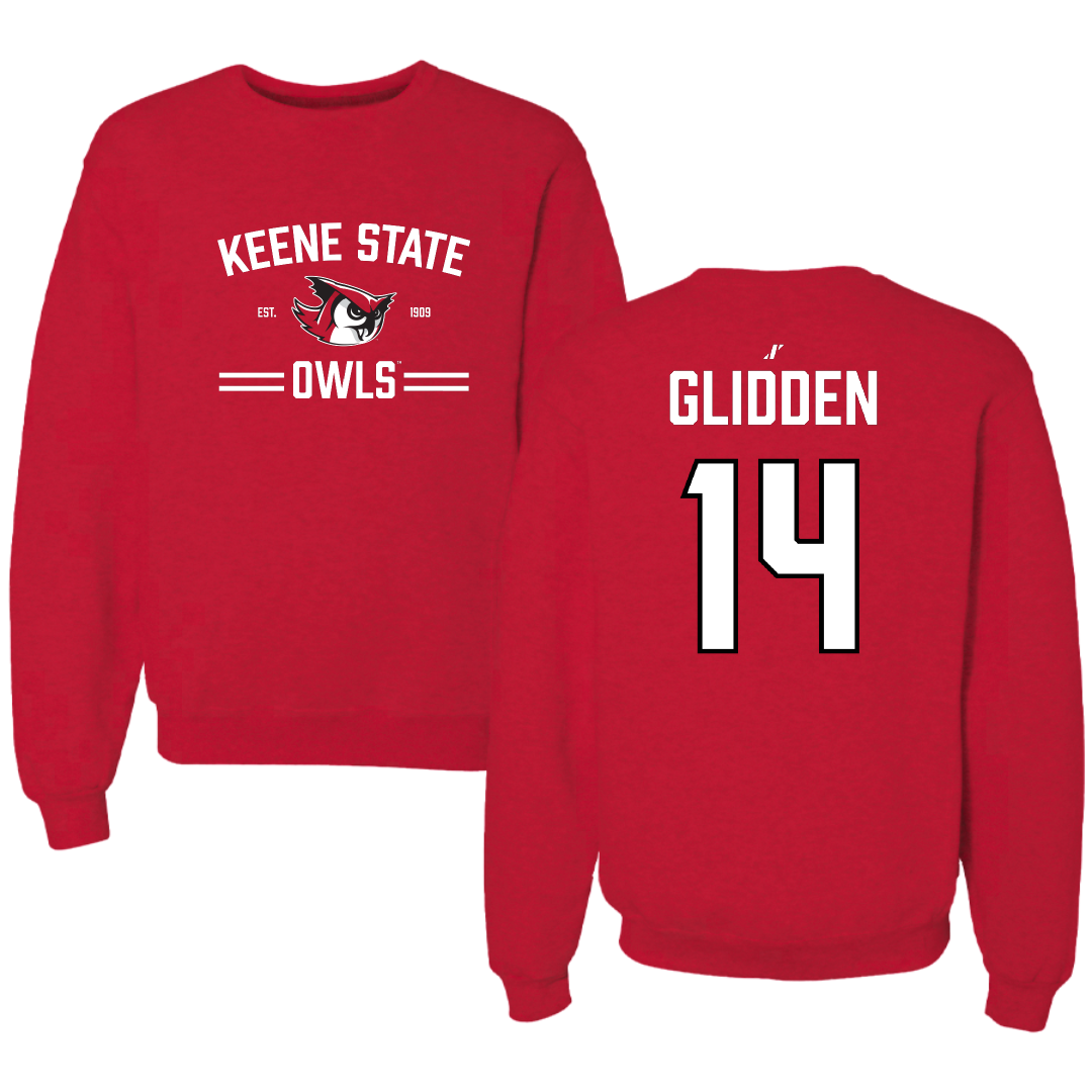 Keene State College Baseball Red General Crewneck - #14 Jayke Glidden