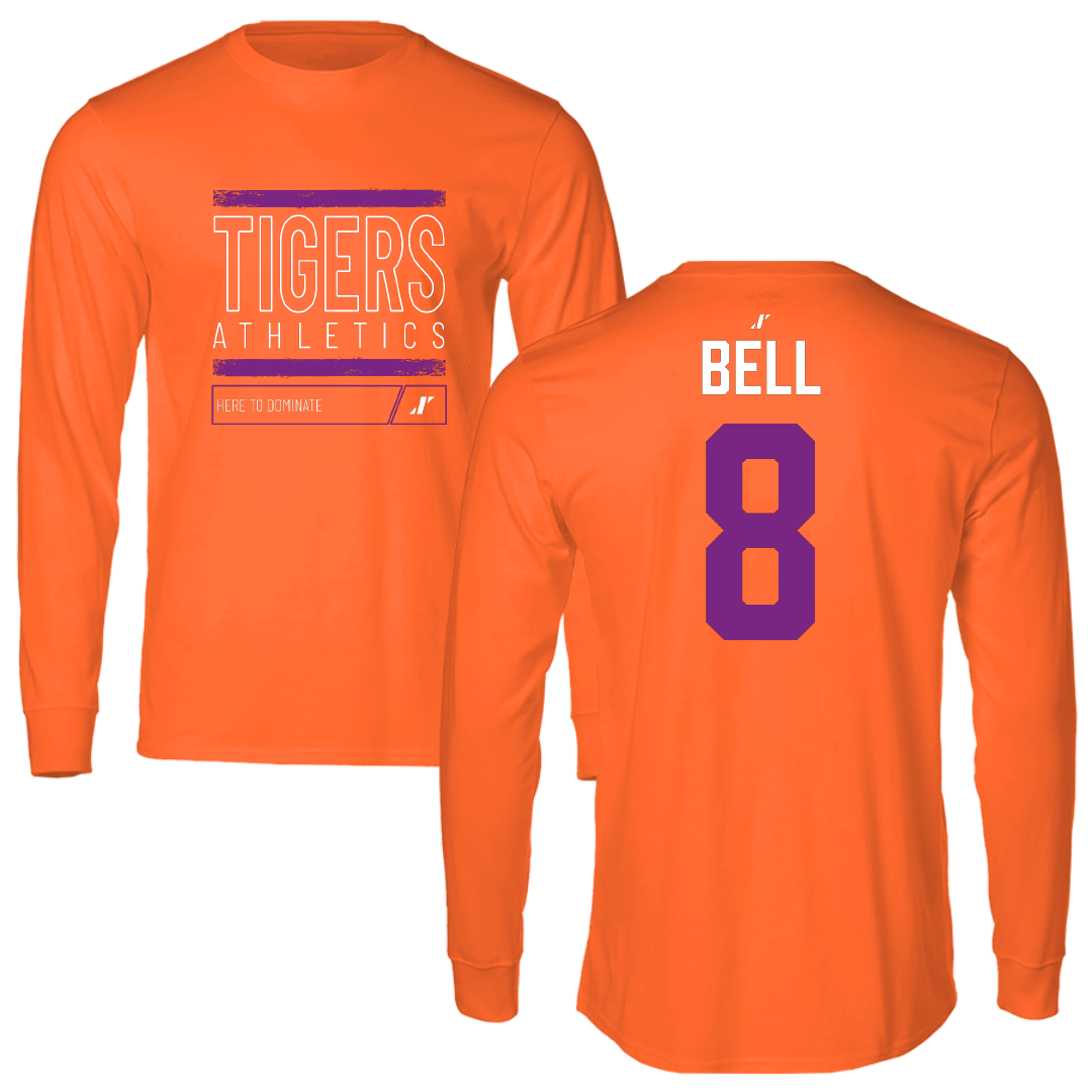 Edward Waters University Baseball Orange Dominate Performance Long Sleeve - #8 Eric Bell