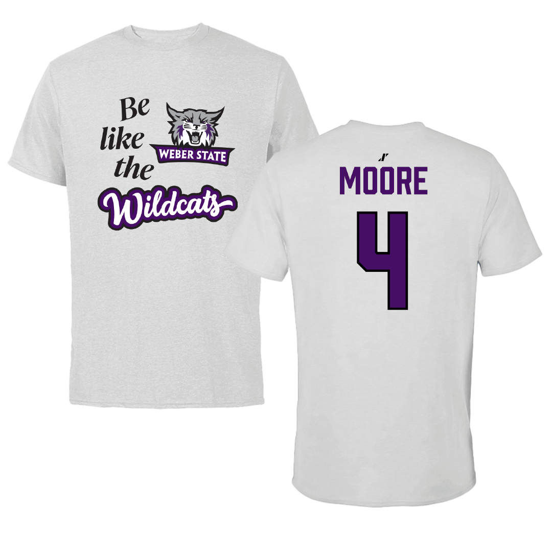 Weber State University Basketball Light Gray Be Like Us Performance Tee - #4 Anthony Moore