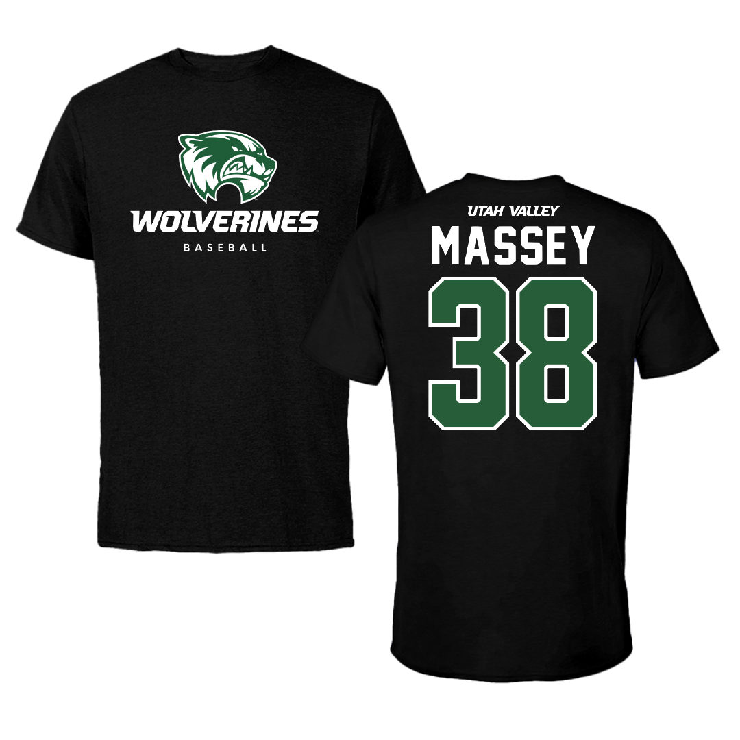Utah Valley University Baseball Black Mascot Performance Tee - #38 DJ Massey