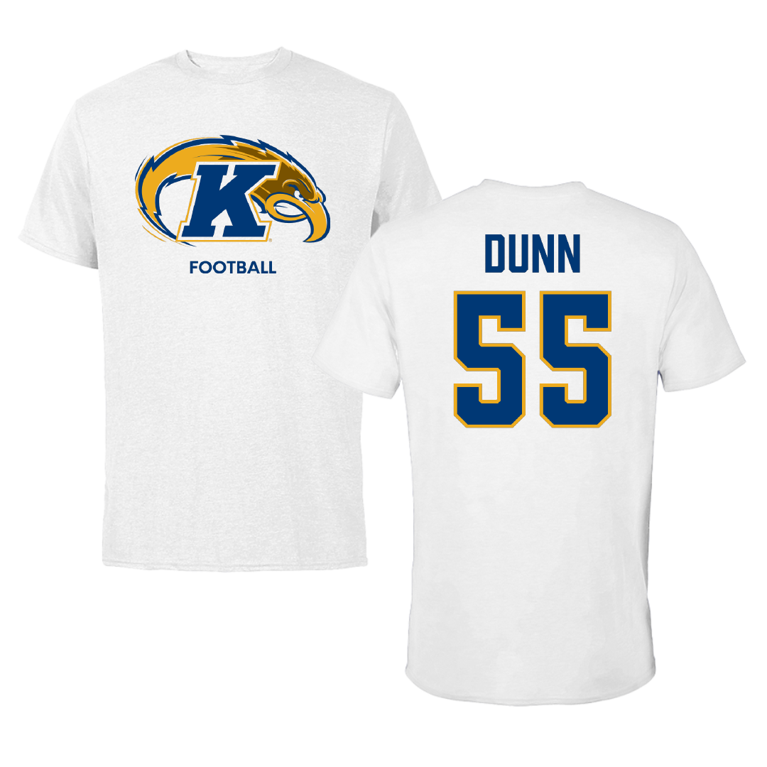 Kent State University Football White Performance Tee - #55 Jaxon Dunn
