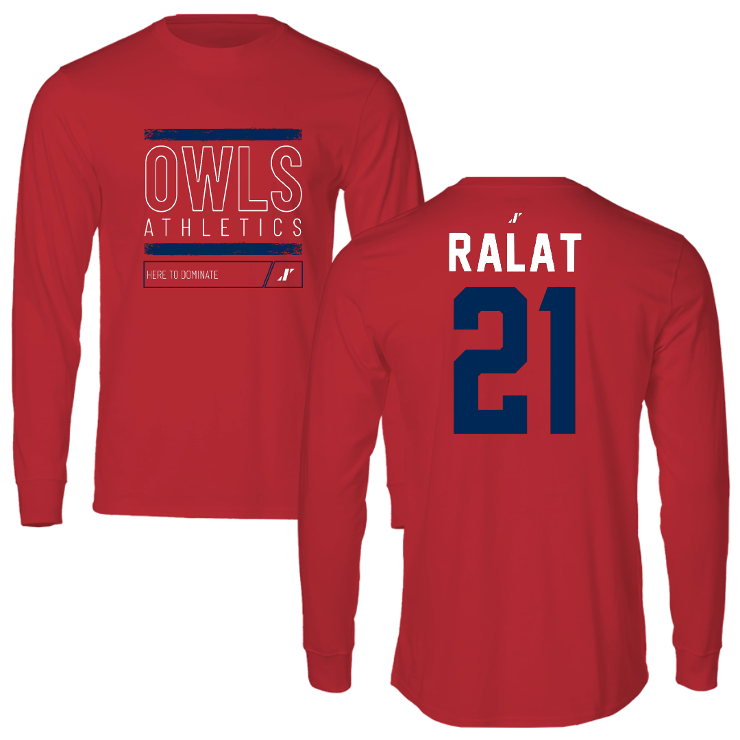 Florida Atlantic University Basketball Red Dominate Performance Long Sleeve - #21 Alejandro Ralat