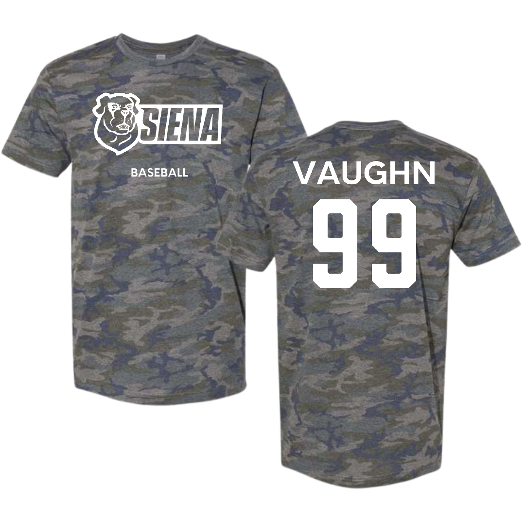 Siena University Baseball Vintage Camo Tee - #99 Casey Vaughn