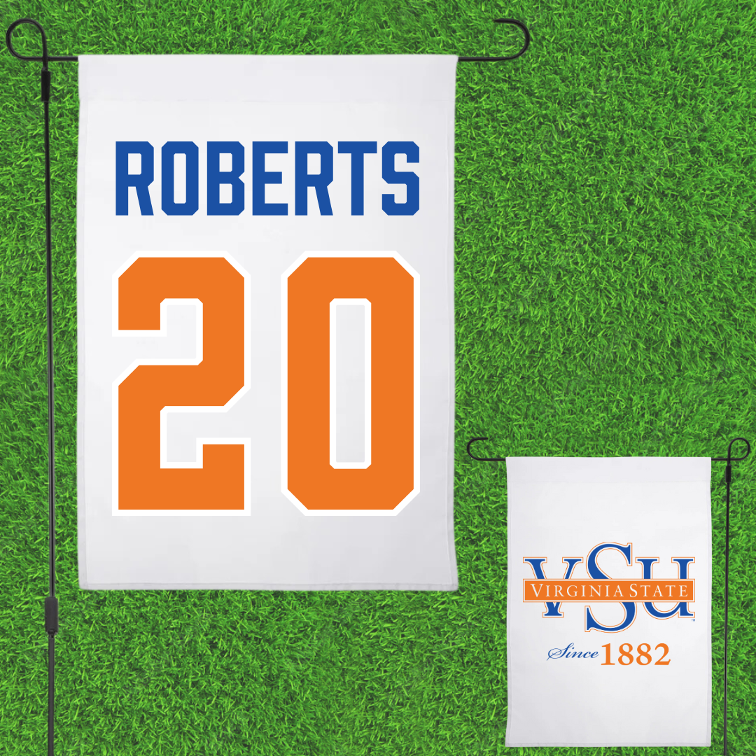 Virginia State University Volleyball White Garden Flag - #20 Noa Roberts