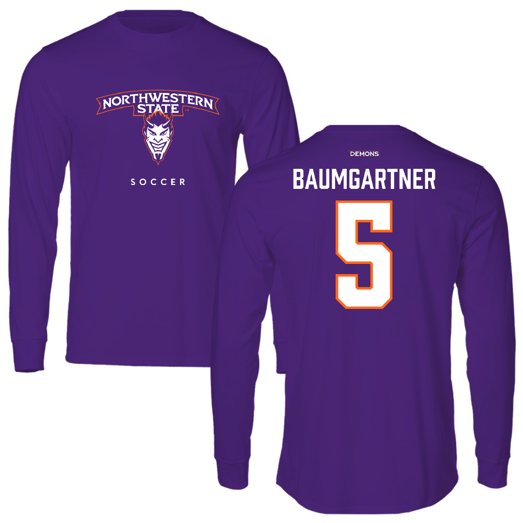 Northwestern State University Soccer Purple Performance Long Sleeve - #5 Paige Baumgartner