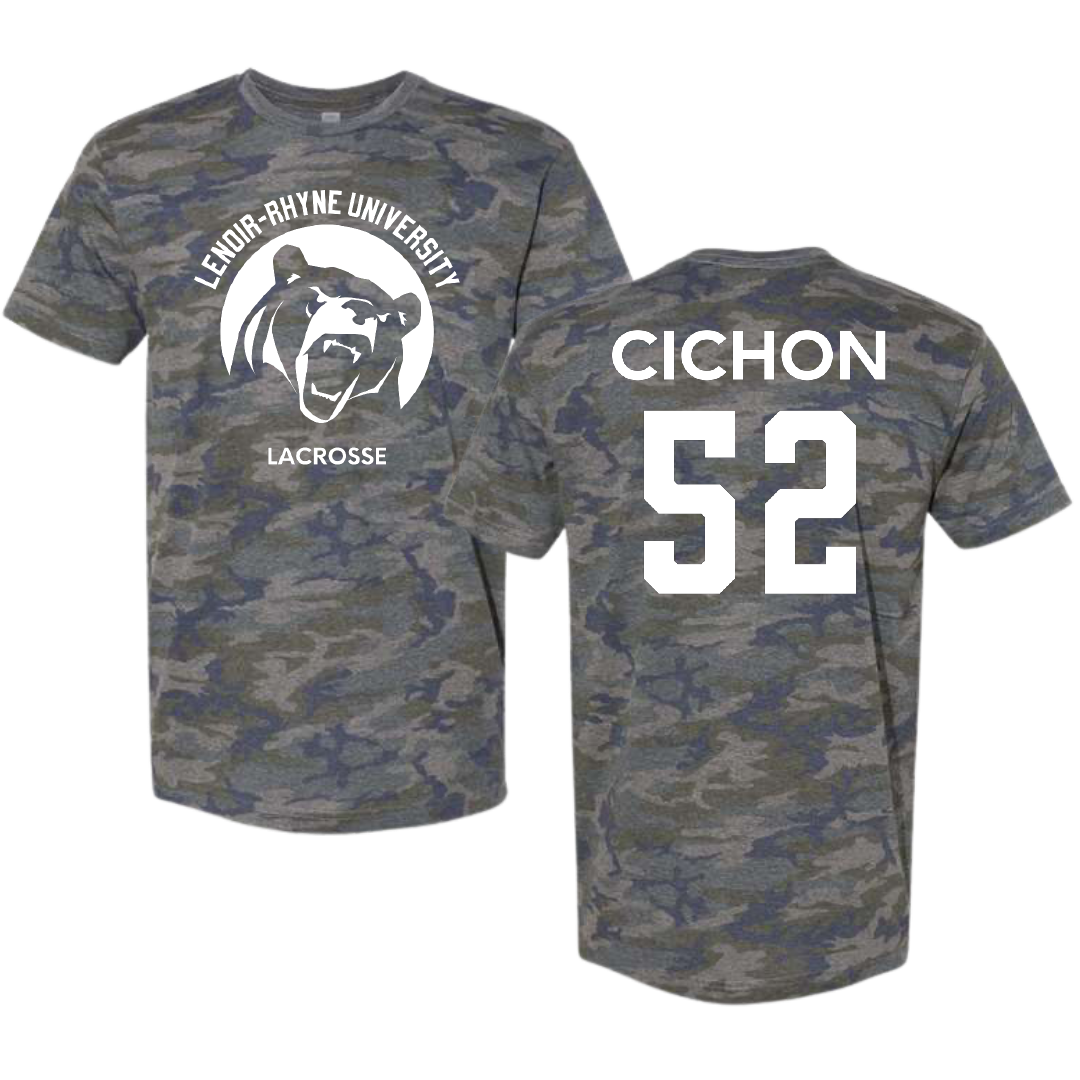 Lenoir-Rhyne University Lacrosse (M) Vintage Camo Tee - #52 Hayden Cichon