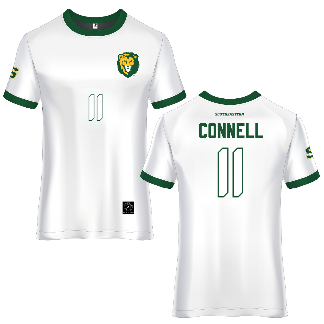 Southeastern Louisiana University White Soccer Jersey - #11 Lainey Connell
