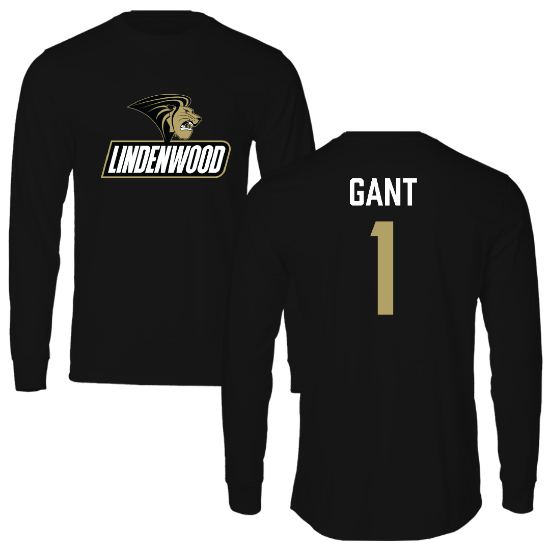 Lindenwood University Football Black Performance Long Sleeve - #1 Eric Gant