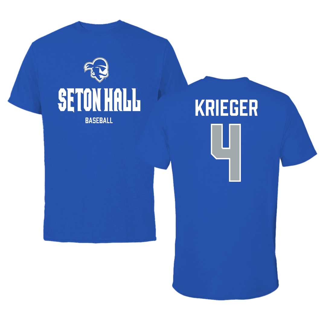 Seton Hall University Baseball Blue Performance Tee - #4 Magnus Krieger