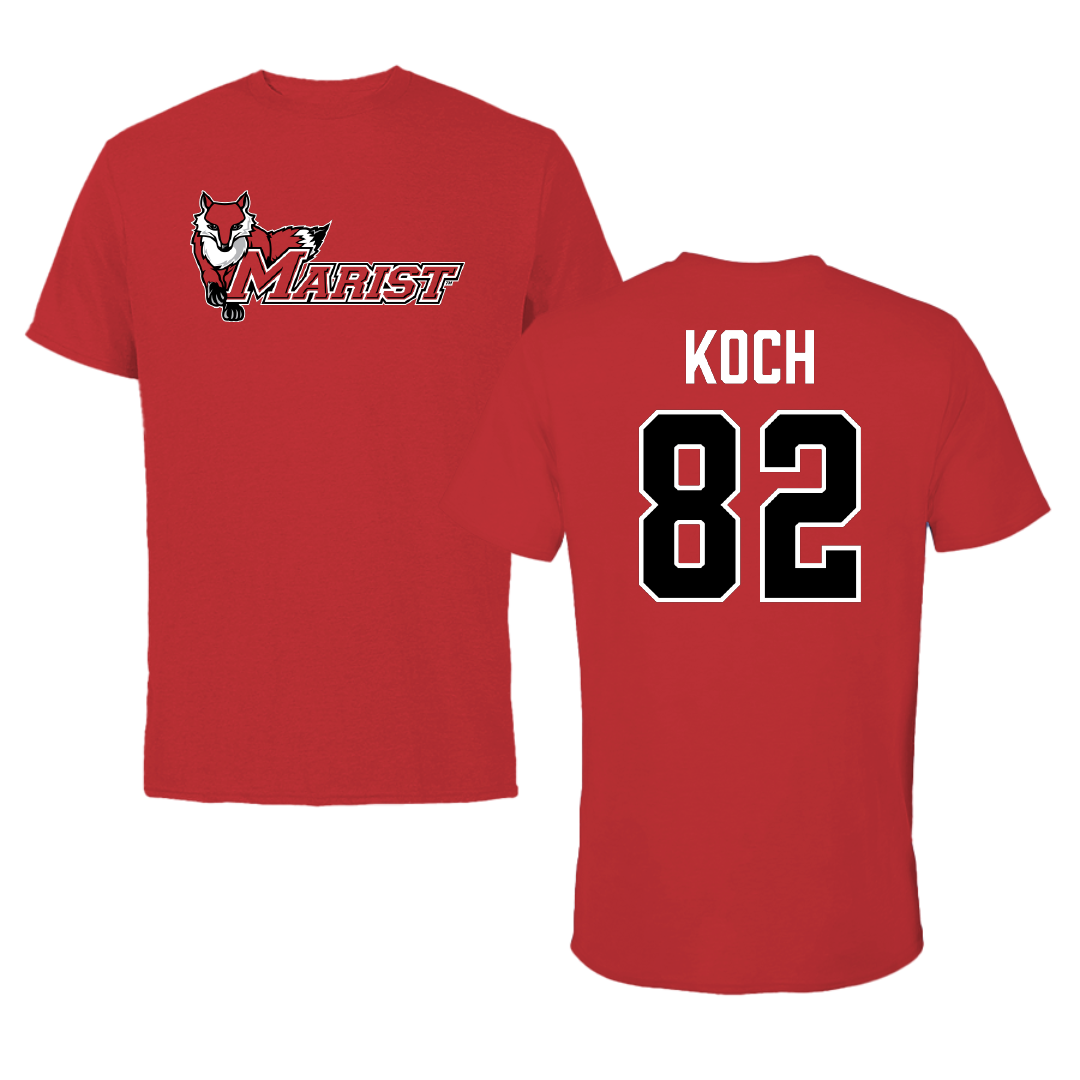 Marist University Football Red Performance Tee - #82 Lawson Koch