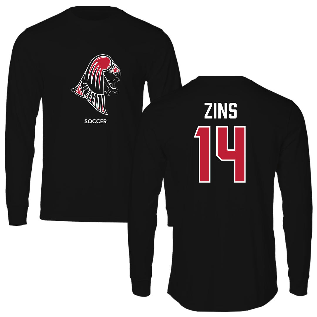 University of Wisconsin-River Falls Soccer (W) Black Mascot Performance Long Sleeve - #14 Macy Zins