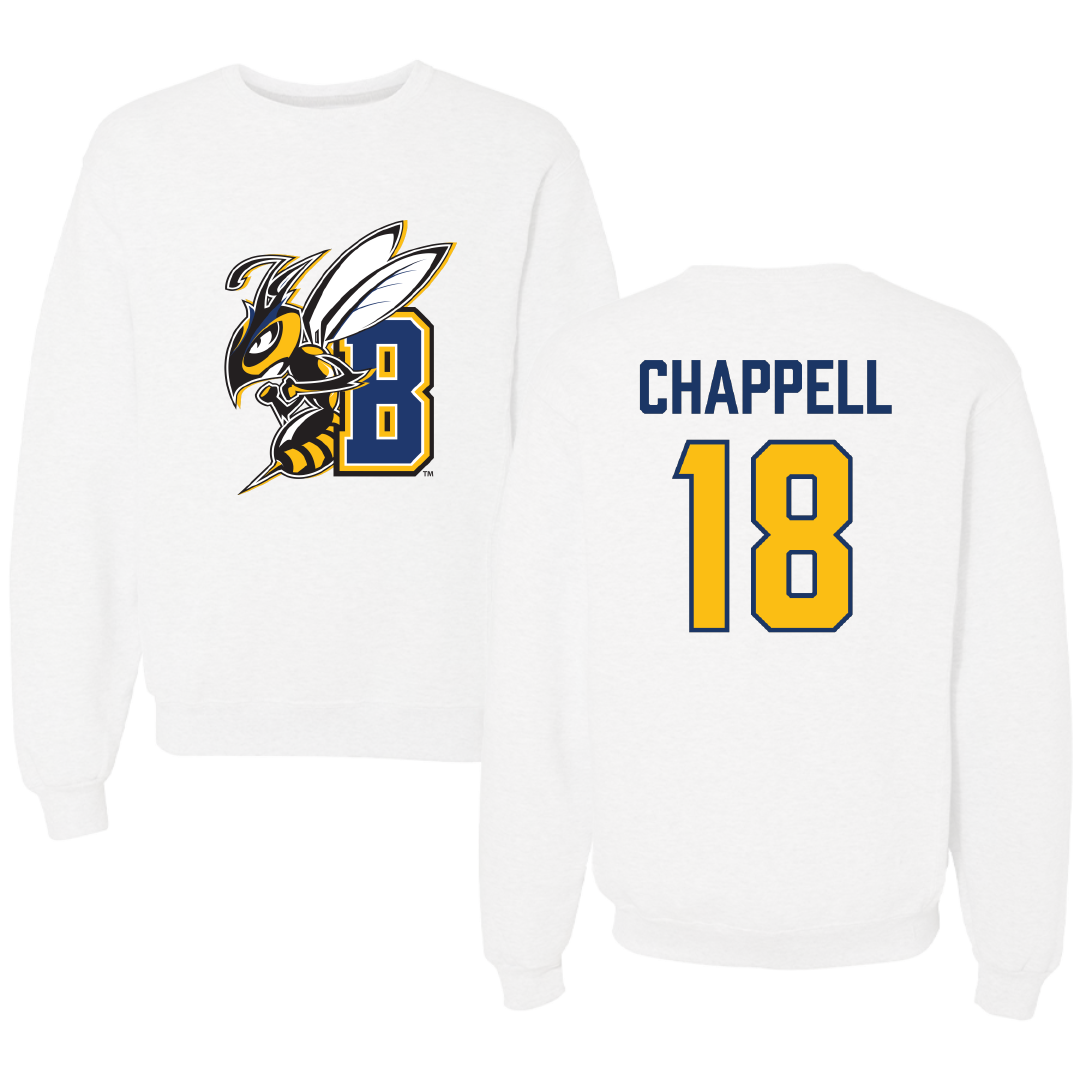 Montana State University Billings Baseball White Crewneck - #18 Brennen Chappell