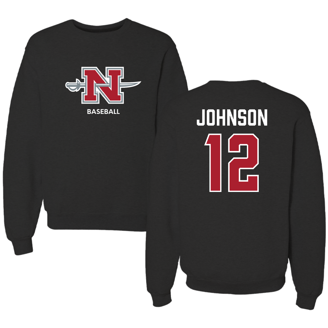 Nicholls State University Baseball Black Mascot Crewneck - #12 Tyler Johnson
