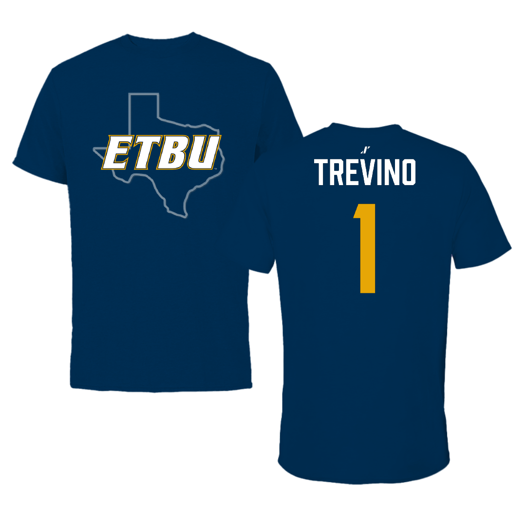 East Texas Baptist University Soccer (W) Navy State Performance Tee - #1 Ava Trevino