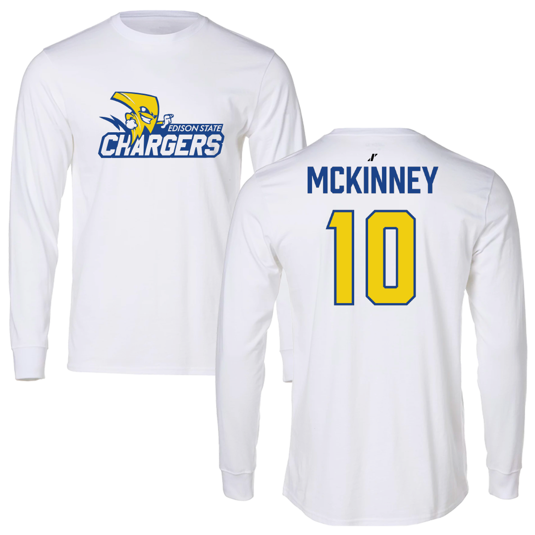 Edison State Community College Baseball White Performance Long Sleeve - #10 Anderson McKinney
