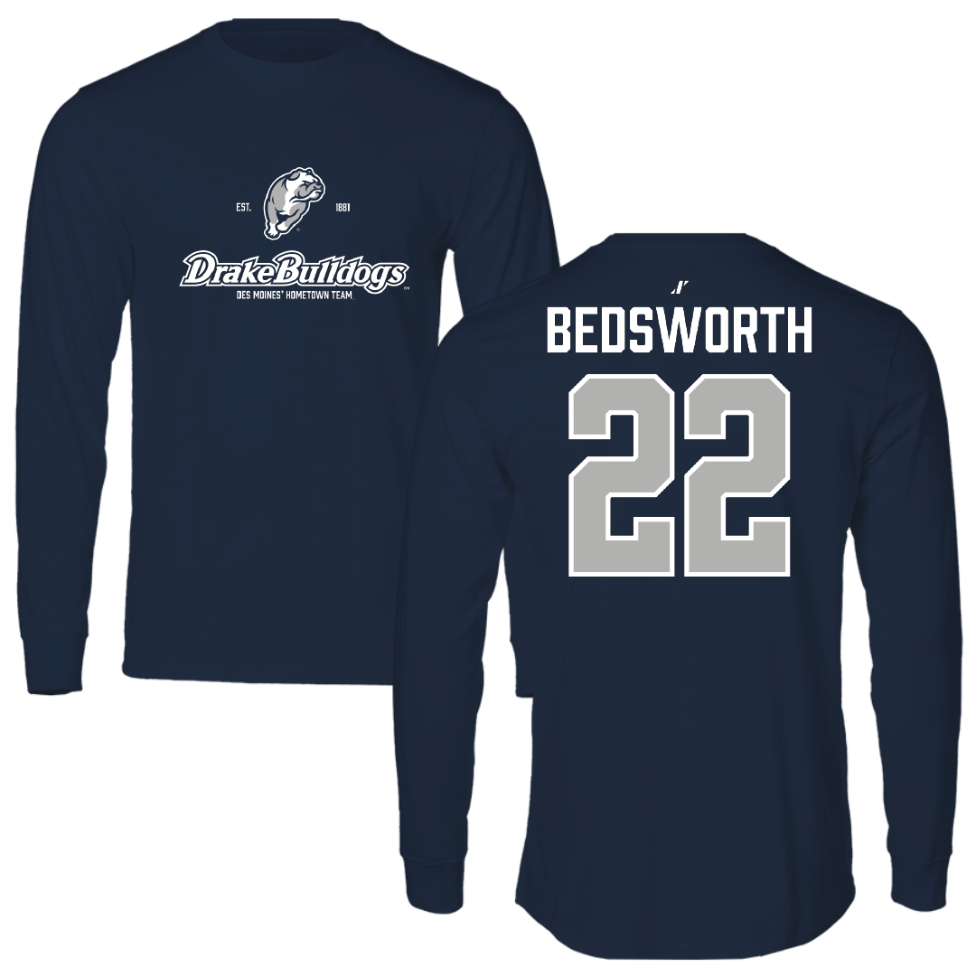 Drake University Softball Navy General Long Sleeve - #22 Paige Bedsworth