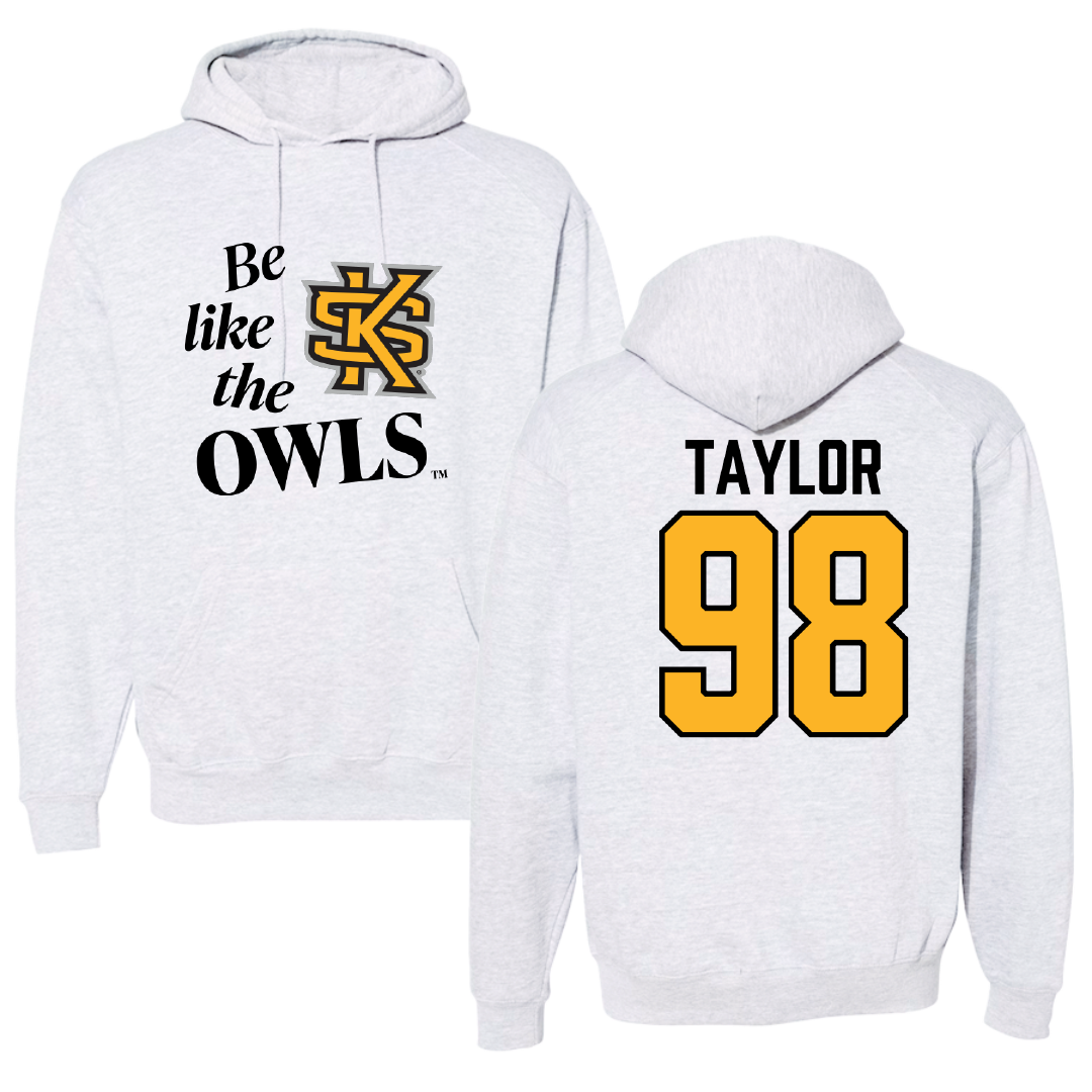 Kennesaw State University Football Light Gray Be Like Us Hoodie - #98 RJ Taylor