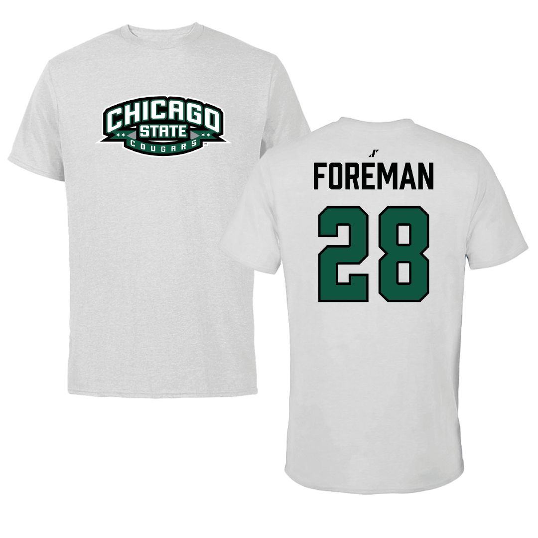 Chicago State University Soccer Light Gray Tee - #28 Jewel Foreman