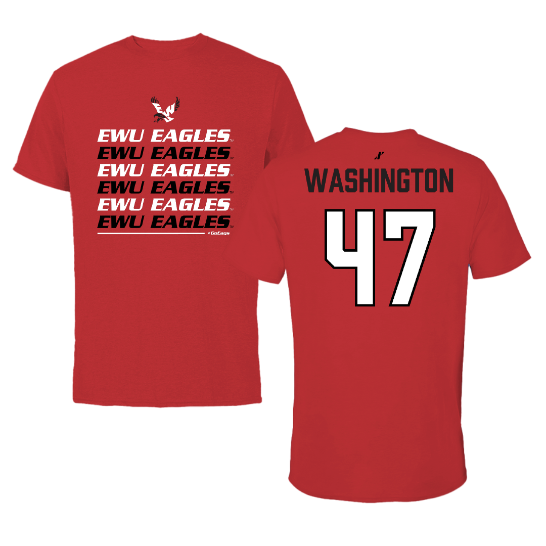 Eastern Washington University Football Red General Performance Tee - #47 Messiah Washington