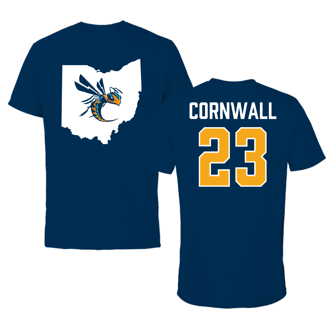 Cedarville University Soccer Navy State Tee - #23 Landon Cornwall