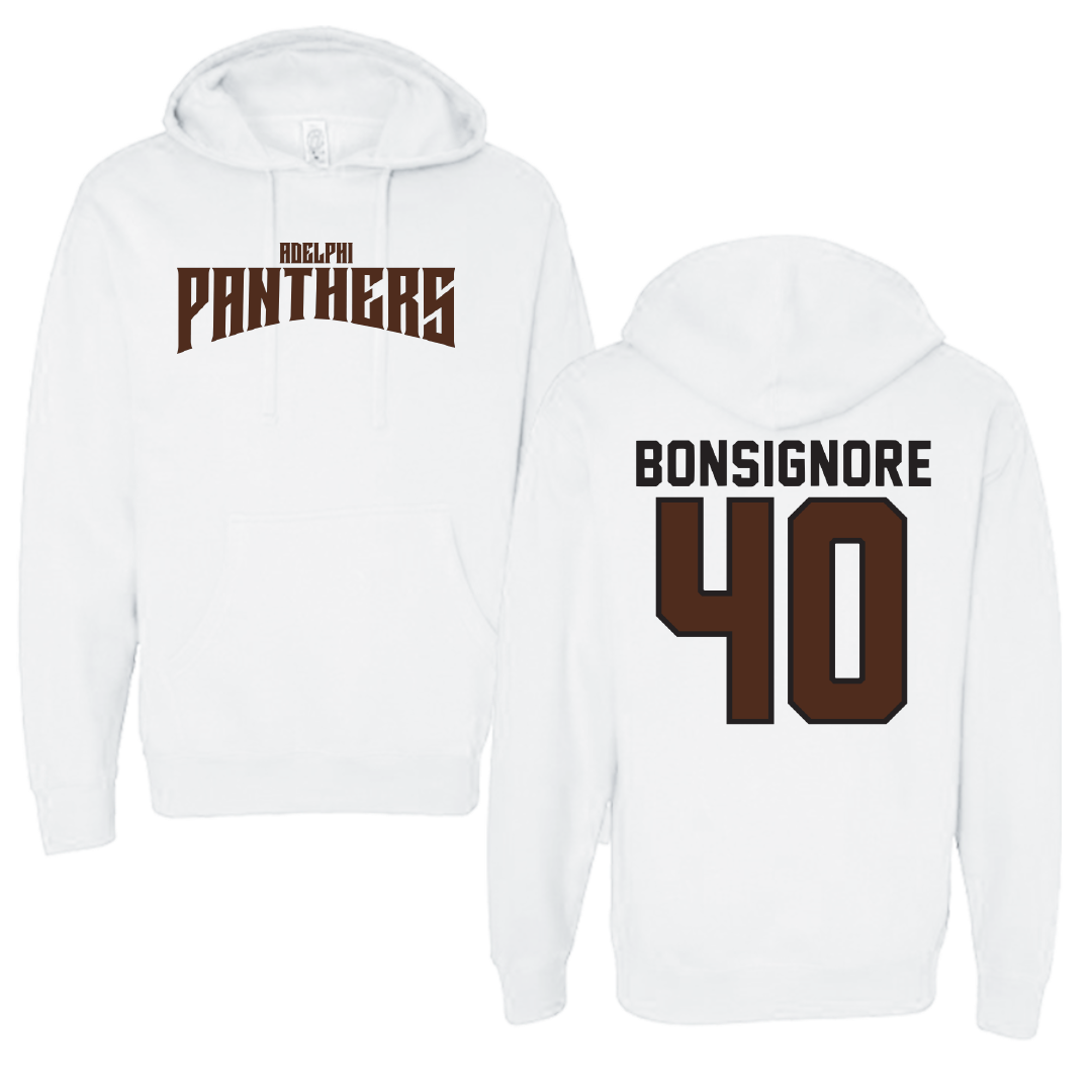 Adelphi University Baseball White Classic Hoodie - #40 Tyler Bonsignore
