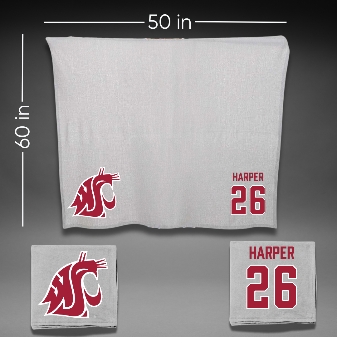 Washington State University Baseball Gray Blanket - #26 Owen Harper