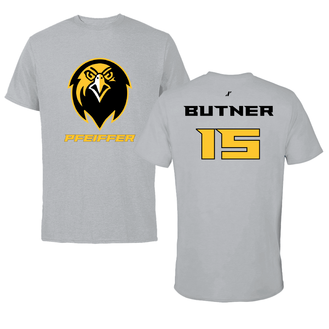 Pfeiffer University Volleyball (W) Sport Gray Tee - #15 Ellen Butner