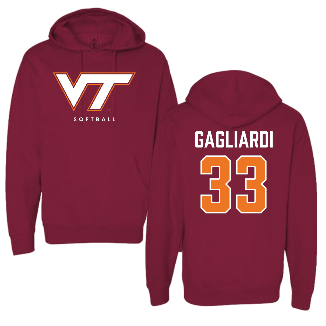 Virginia Tech Softball Maroon Hoodie - #33 Mia Gagliardi