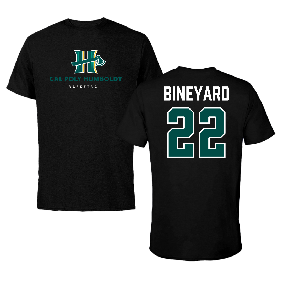 Cal Poly Humboldt Basketball (M) Black Tee - #22 Zaveion Bineyard