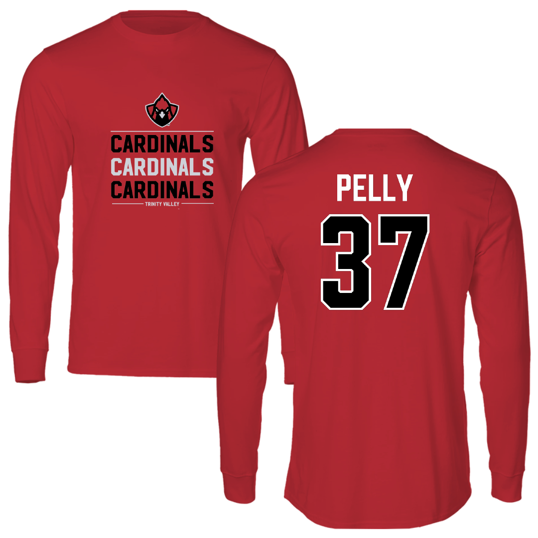 Trinity Valley Community College Football Red General Performance Long Sleeve - #37 Ryan Pelly