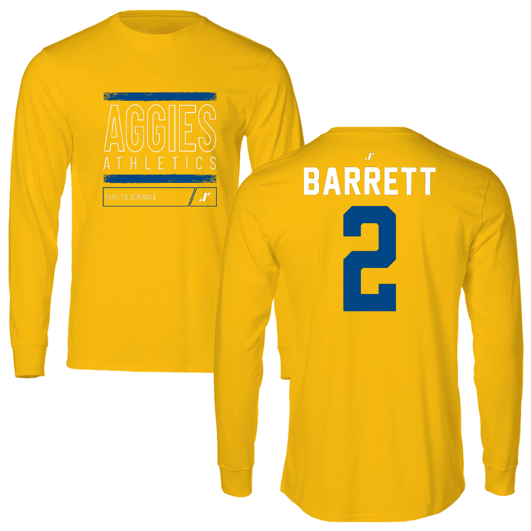 North Carolina A&T State University Baseball Gold Dominate Performance Long Sleeve - #2 Diego Barrett