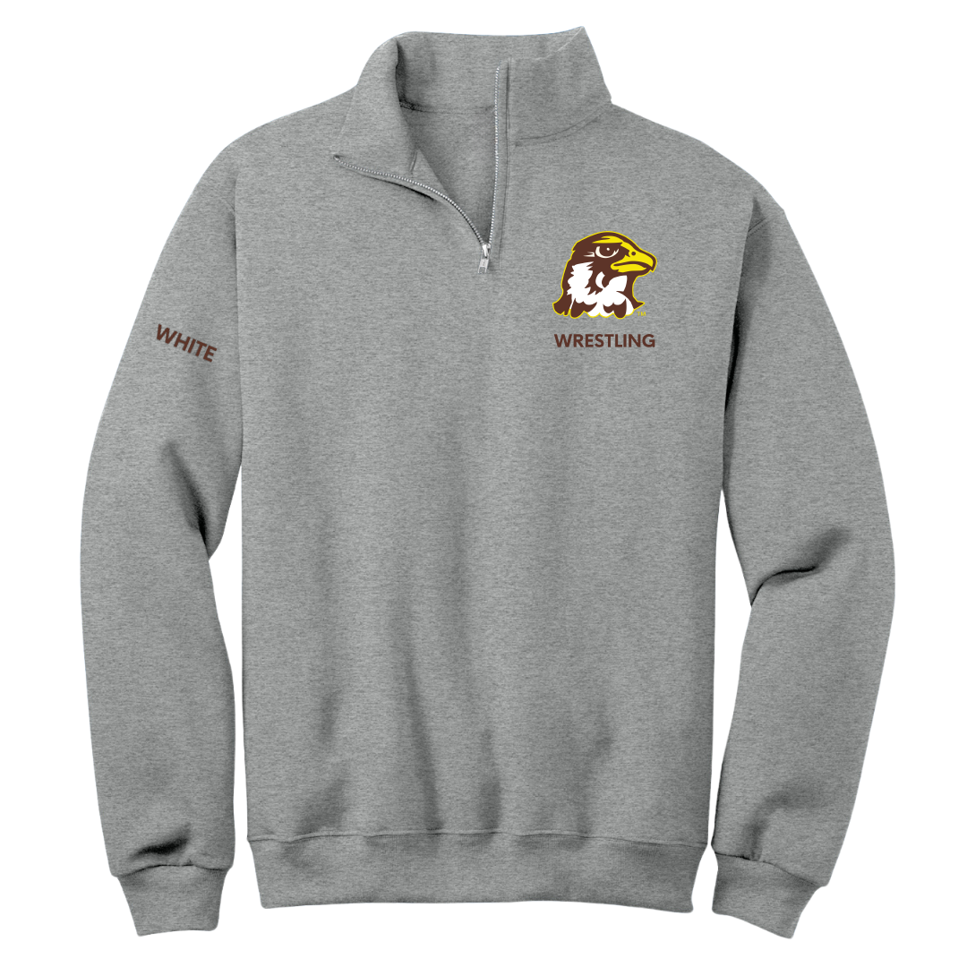 Quincy University Wrestling (W) Sport Gray Quarter-Zip - Trinity White
