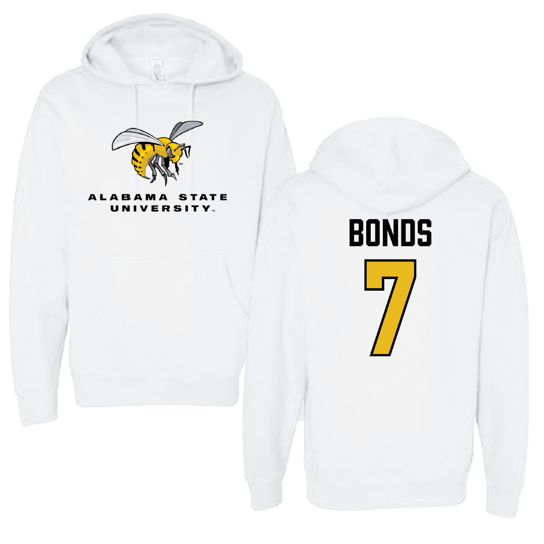 Alabama State University Basketball White Block Hoodie - #7 Damarion Bonds